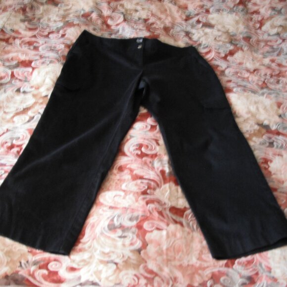 Jones New York Signature Capri Pants Stretch Womens Size-14 Black Pockets New - Picture 1 of 6